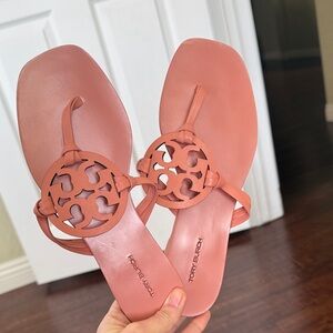 Tory Burch Leather Miller Square Toe Sandals, size 7